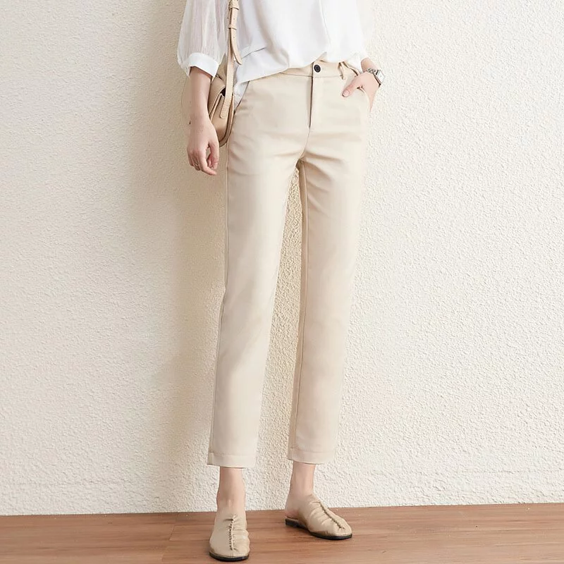 百搭高腰顯瘦直筒西褲(2色)-NamoDress