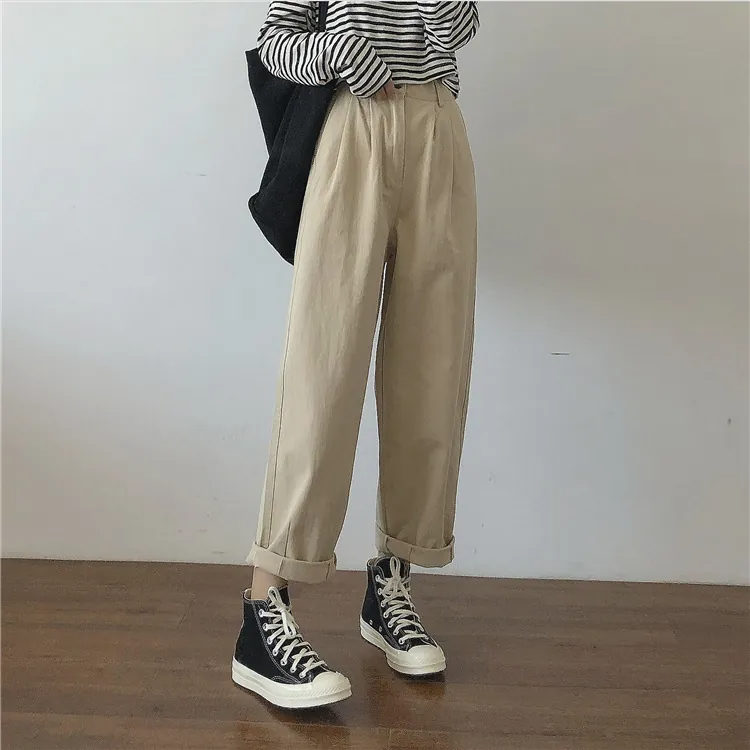 舒適寬鬆顯瘦高腰闊腿褲（3色）-NamoDress