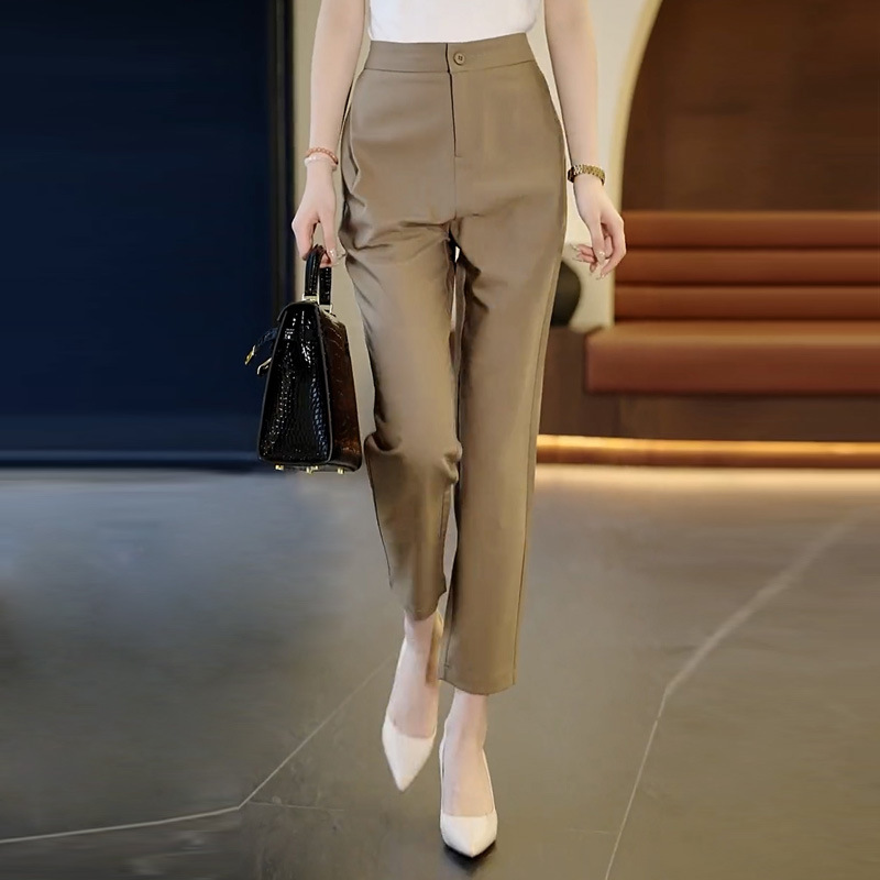 通勤高腰直筒顯瘦西裝煙管褲(3色)-NamoDress