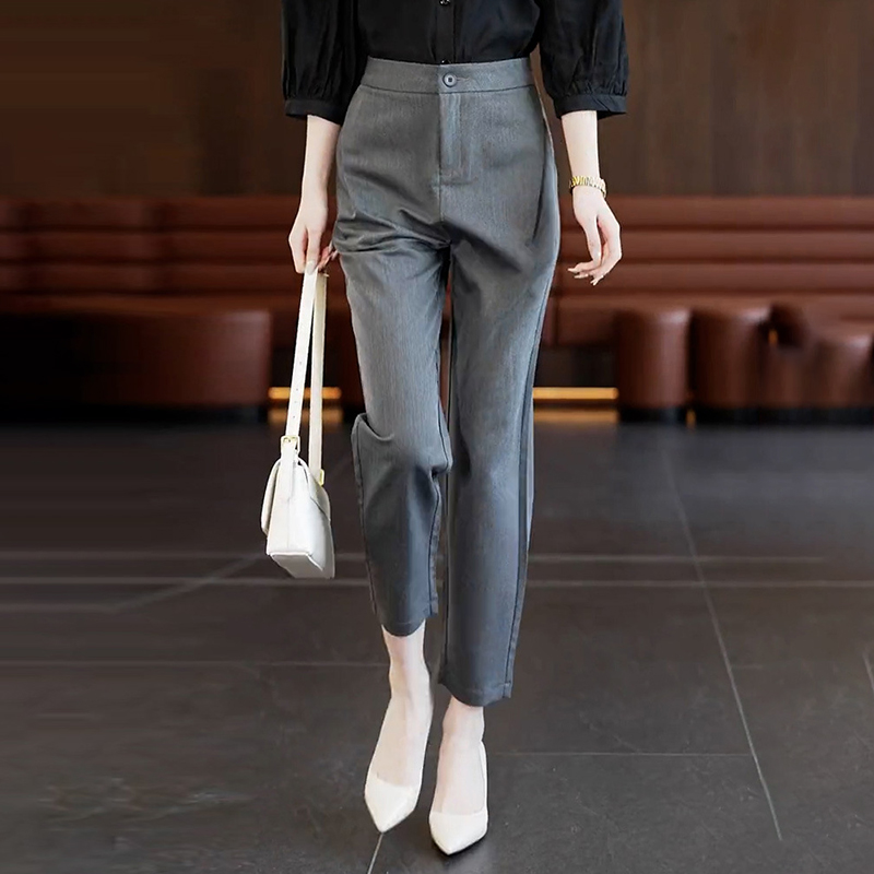 通勤高腰直筒顯瘦西裝煙管褲(3色)-NamoDress