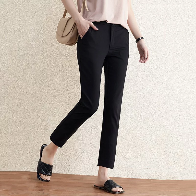 百搭高腰顯瘦直筒西褲(2色)-NamoDress