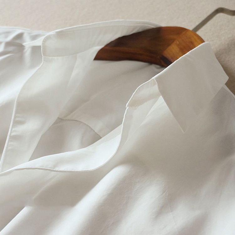 白色蝙蝠袖短恤襯衫-NamoDress