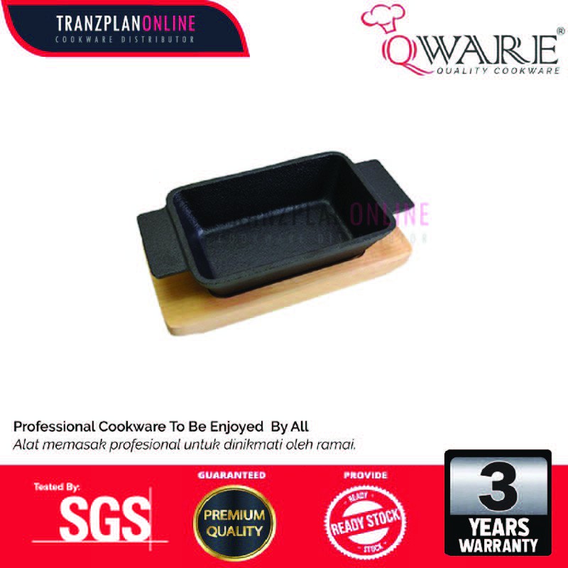 Cast Iron Rectangle Baking Dish (14cm*9cm) With Wooden Board Cast Iron Cookware Dish Kuali Kuali Cookware