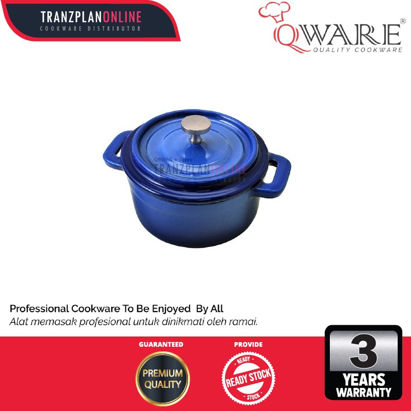 Enamel Cast Iron 10cm Round Blue Cocotte Pot (270ml) Cast Iron Pot Cookware Periuk Enamel Periuk