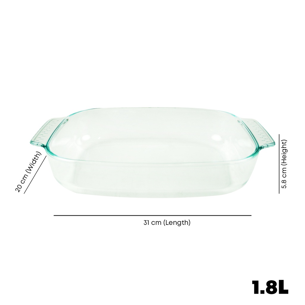Tempered Glass Servingware 1.8L/ 2.5L/ 3.0L Serving Tray Dulang Makanan Cookware Peralatan Dapur