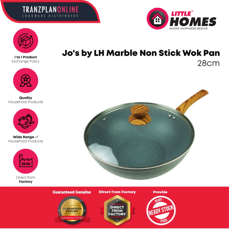 by LH Marble Non Stick Wok Pan 28cm Cookware Kuali Periuk