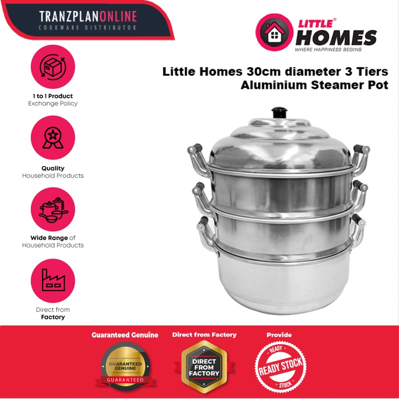 Aluminium 3 Tiers Steamer 30cm Pengukus Kitchen Appliances Barang Elektrik Dapur Steamer Pot Electric