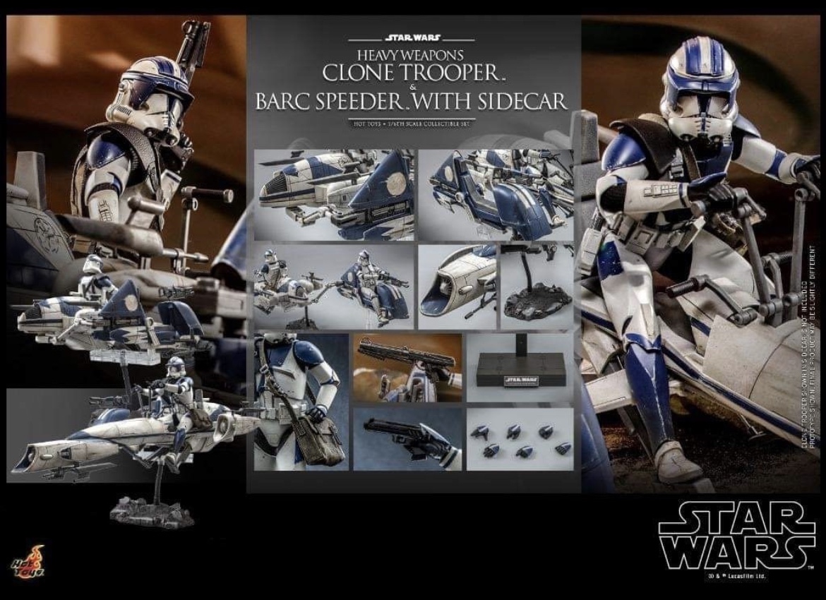 Hot Toys TMS 77 Star Wars : The Clone Wars – Heavy Weapons Clone Trooper & Barc Speeder with Sidecar
