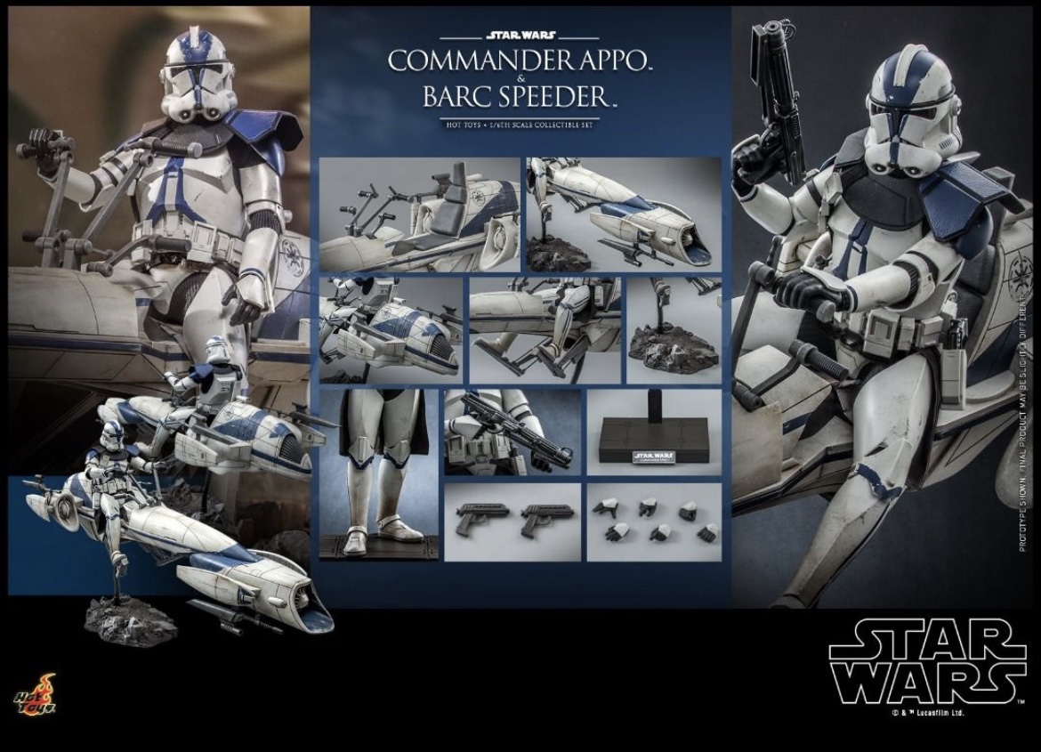 Hot Toys TMS 76 Star Wars : The Clone Wars – Commander Apo & Barc Speeder