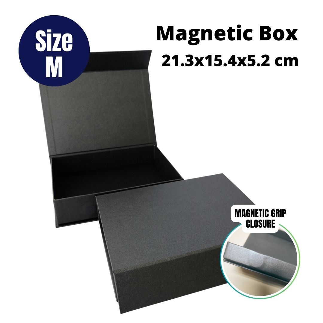Hard Cover Magnetic Box - Black (Size M)