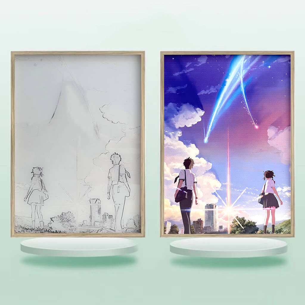 君の名は 夕暮れの光と影のフレーム