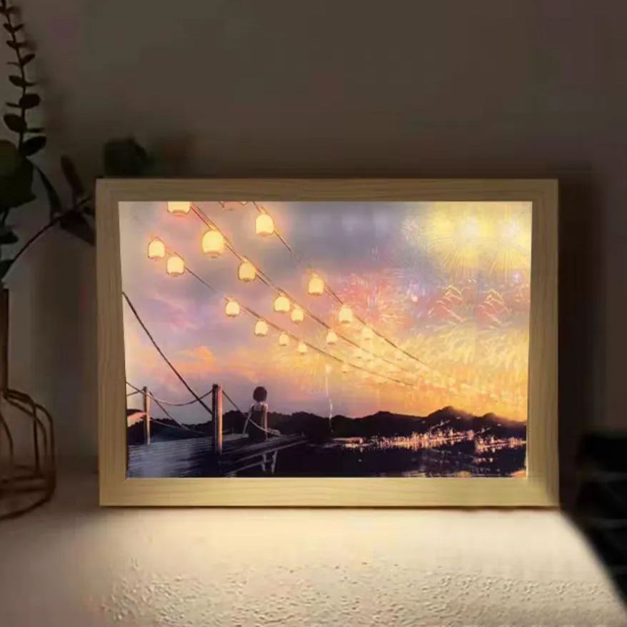 夕暮れの光と影の絵【花火シリーズ】3種類