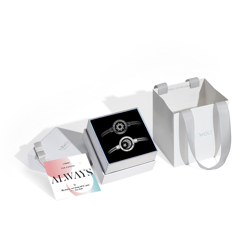 「太陽と月」スマートタッチブレスレット スネークチェーン Black+Silver