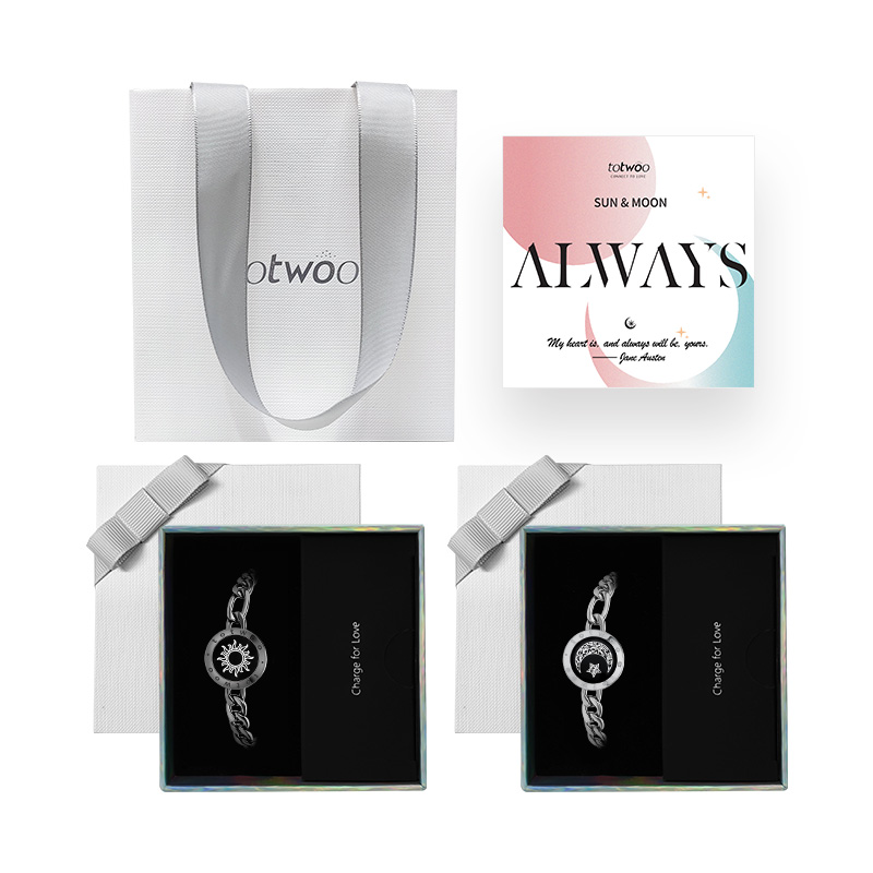 「太陽と月」スマートタッチブレスレット スネークチェーン Black+Silver