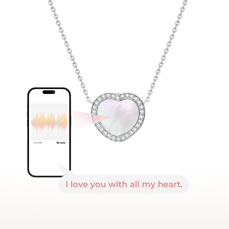totwoo Memory NFCネックレス ( 18K White Gold Plated Silver & Mother of Pearl)