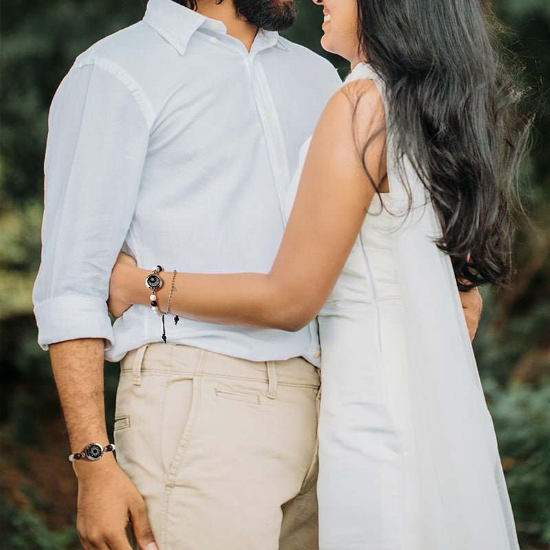 「太陽と月」スマートタッチブレスレット数珠 Black+White