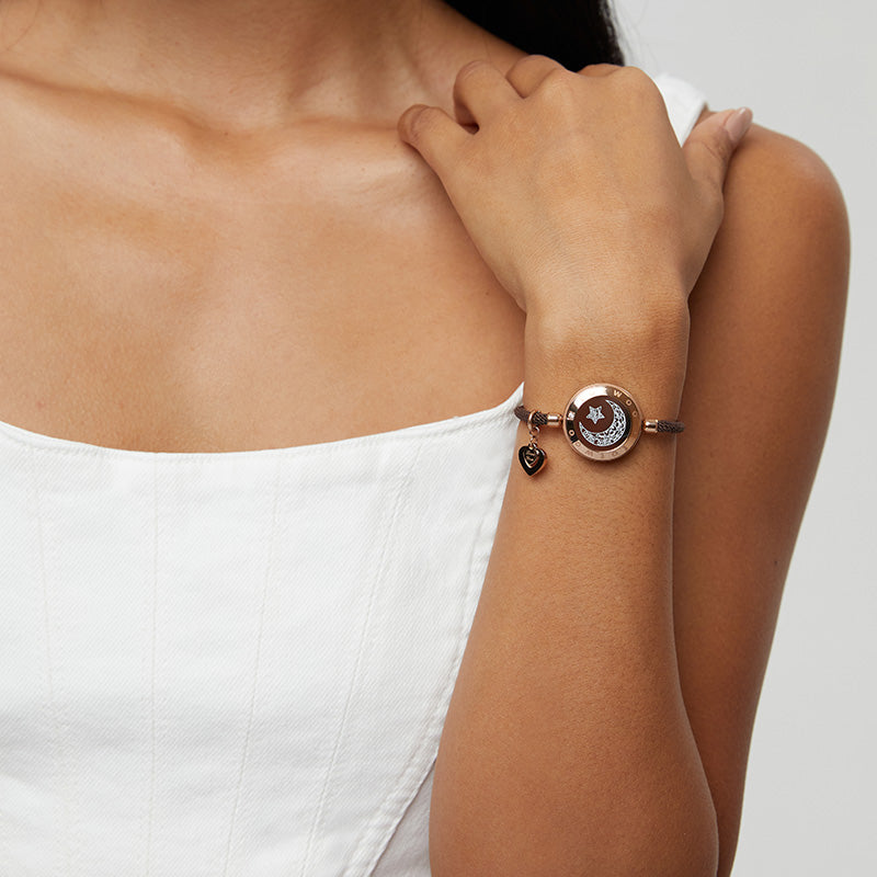 月と月 長距離タッチブレスレット スマートブレスレット ペアブレスレット インタラクティブ可能  Milan Rope(Brown+Brown)