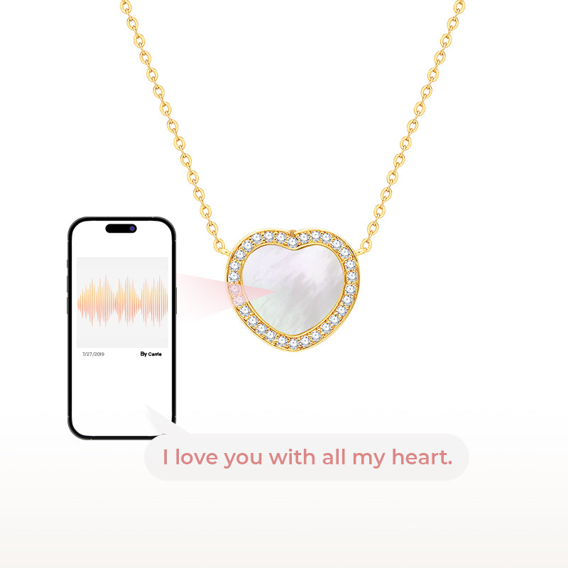 totwoo Memory NFC ネックレス (18K Gold Plated Silver & Mother of Pearl)