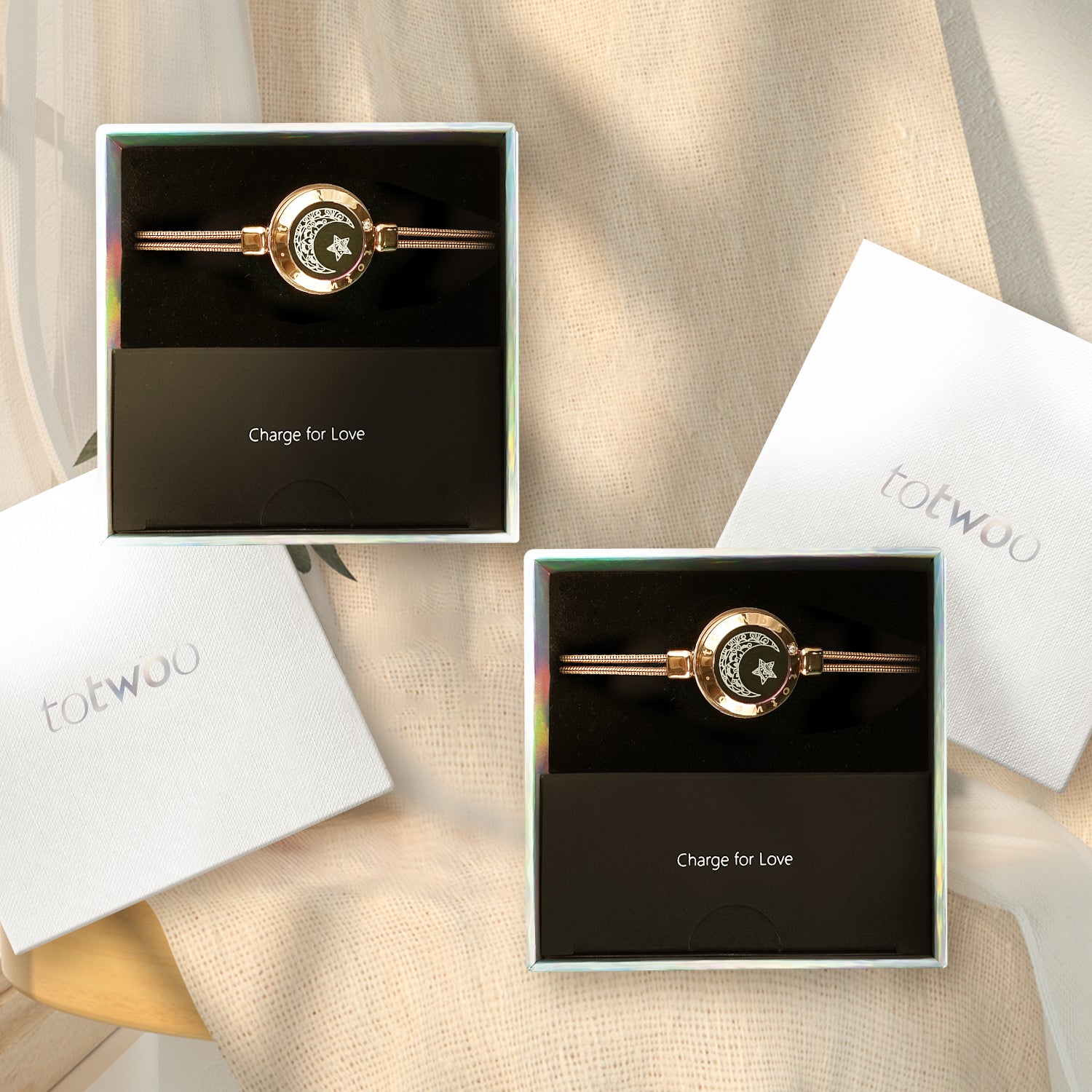 Moon&Moon 長距離タッチブレスレット スマートブレスレット ペアブレスレット インタラクティブ可能 Snake Chain