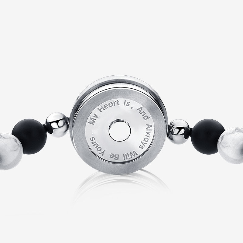 「太陽と月」スマートタッチブレスレット数珠 Black+White