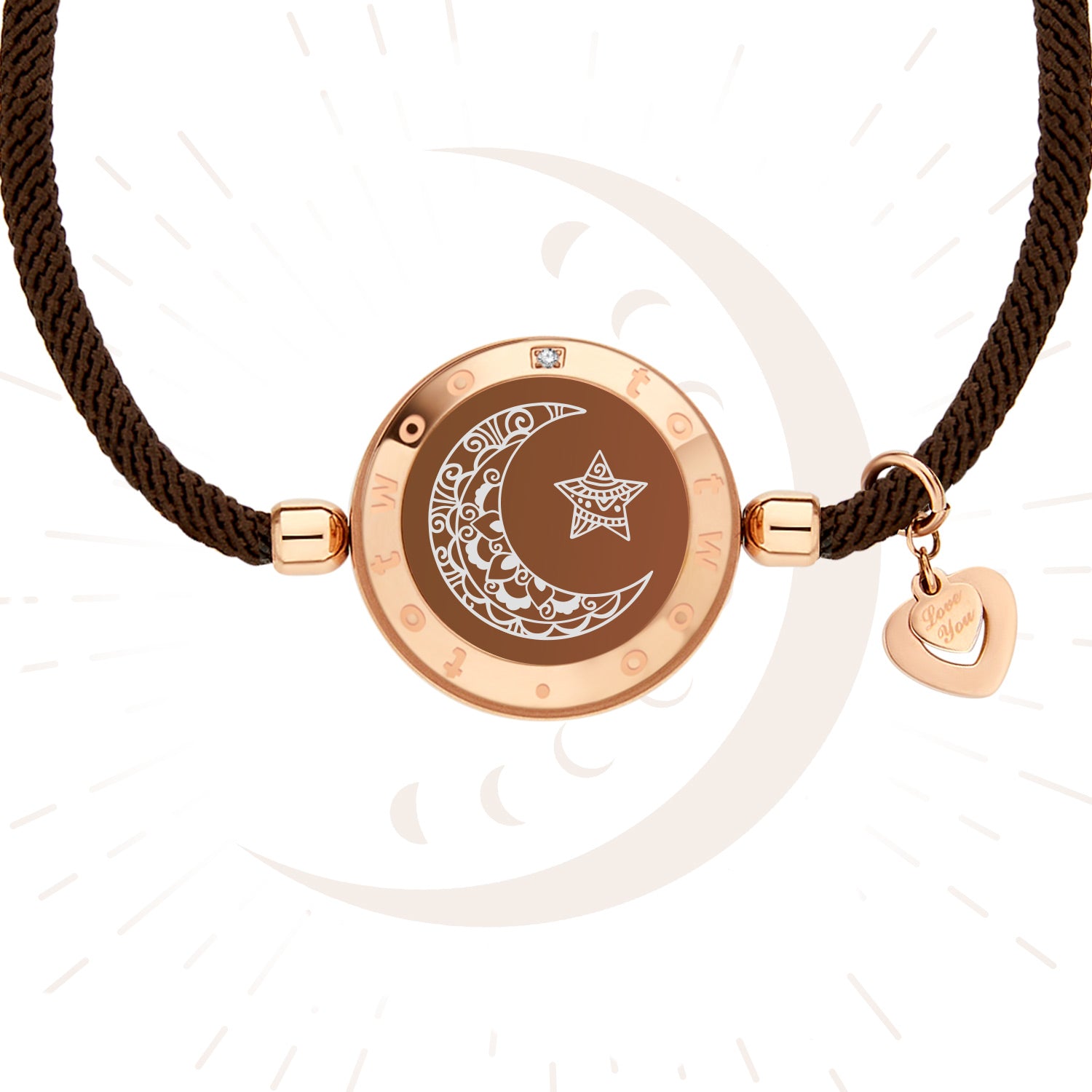 Moon&Moon Smart Vibration Bracelets with Milan Rope(Brown+Brown)