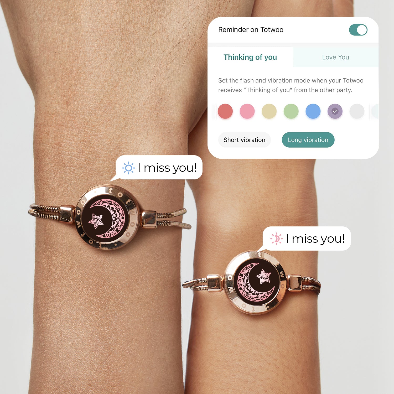 Moon&Moon 長距離タッチブレスレット スマートブレスレット ペアブレスレット インタラクティブ可能 Snake Chain