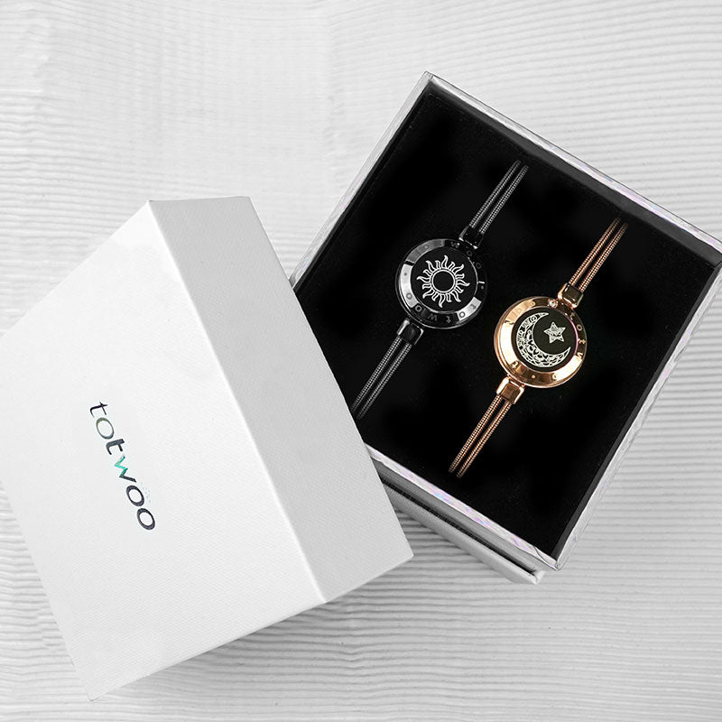 「太陽と月」スマートタッチブレスレット スネークチェーン Black+Gold