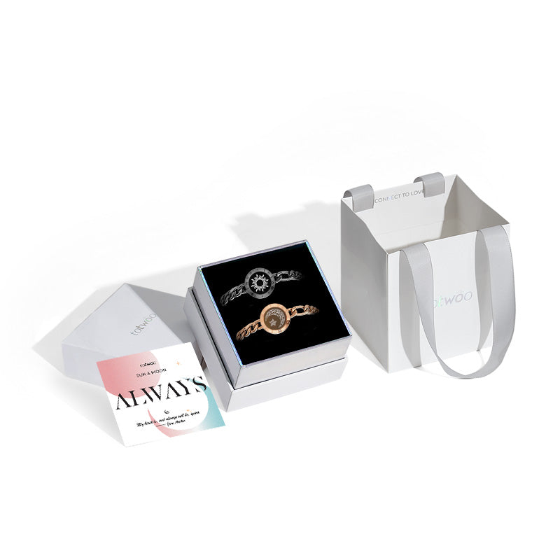 「太陽と月」スマートタッチブレスレット フィガロチェーン Black+Gold