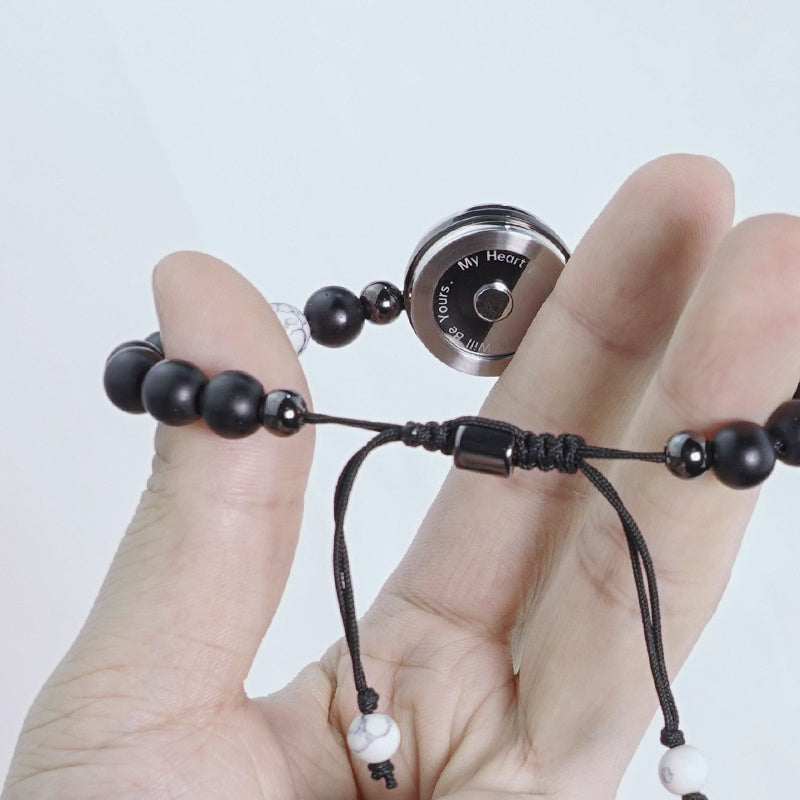 「太陽と月」スマートタッチブレスレット数珠 Black+White