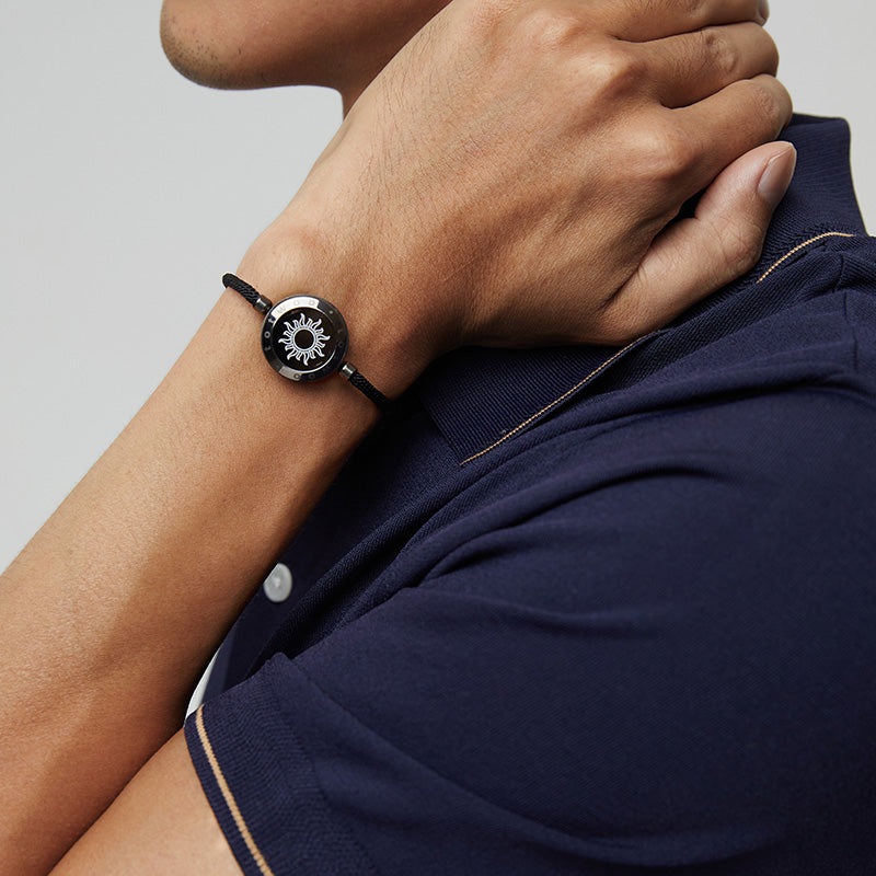 太陽と月 タッチ ブレスレット｜ミラノロープ｜ブラック×ブラウン