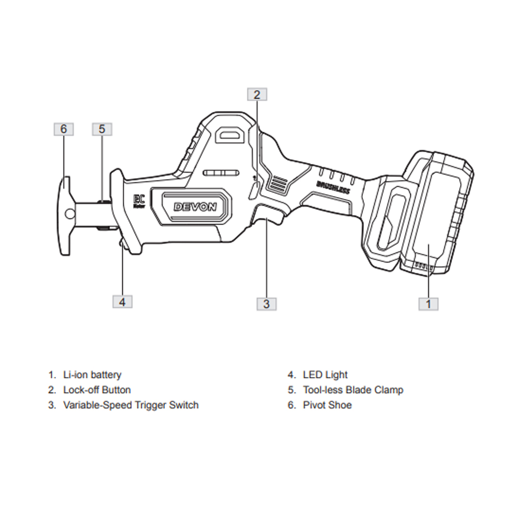 Devon Reciprocating Saw 5830-Li-20 