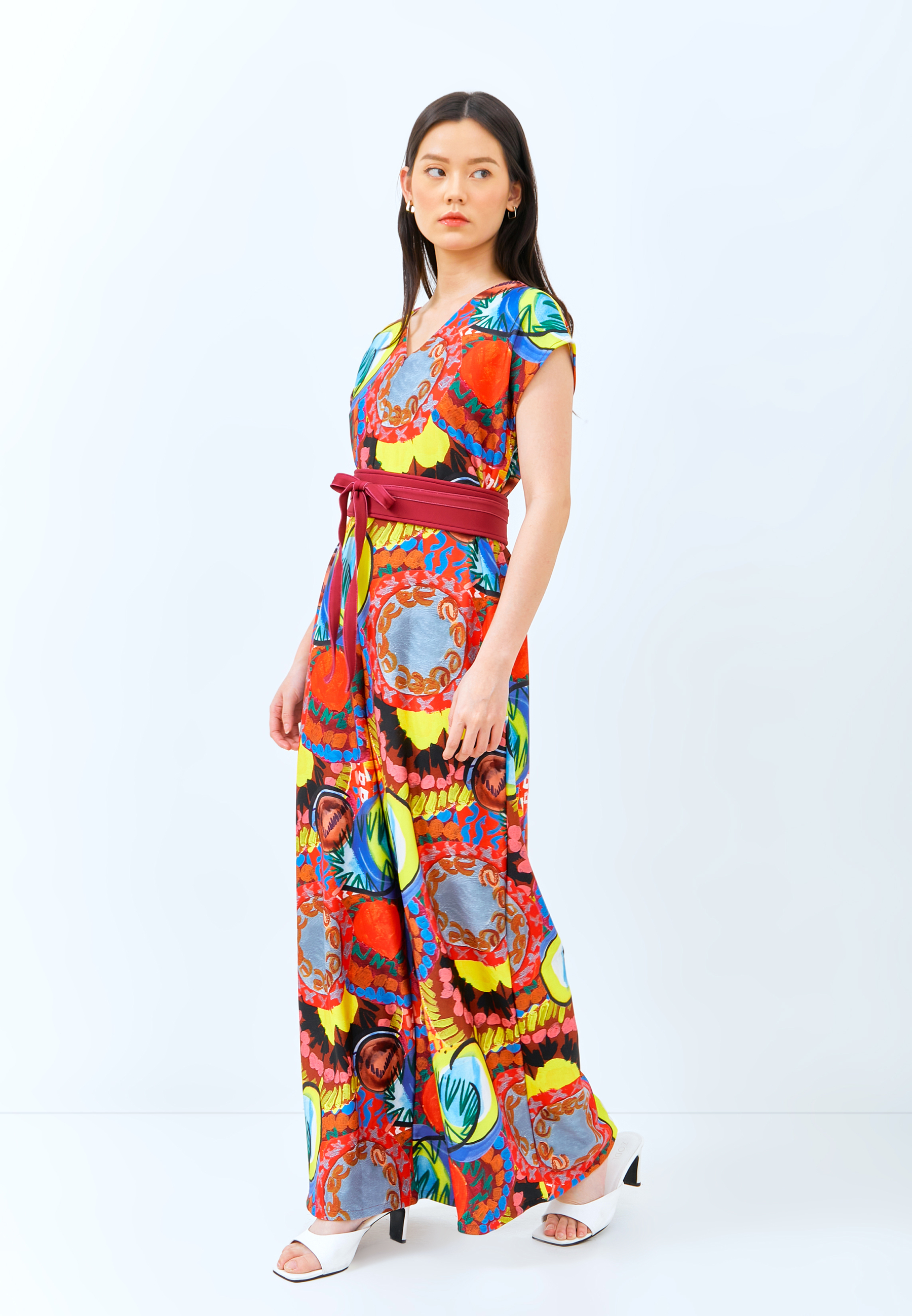 Multi-Way Long Jumpsuit Abstract by Tan Woon Choor X Shennie Yang