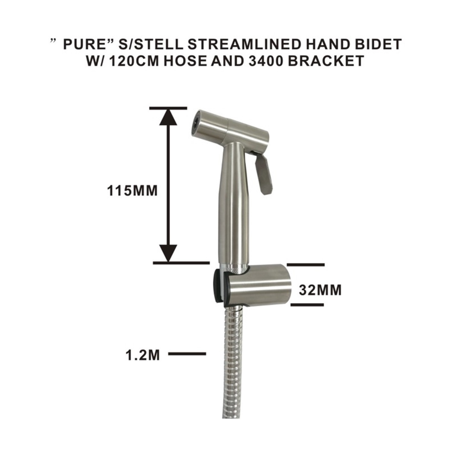 SHOWY Bathroom Bidet Hand Spray Set In 304 Stainless Steel (Pure Lever Model: 3176-200)-GoKimDiam