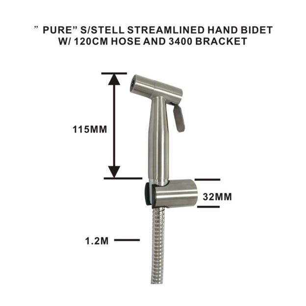 SHOWY Bathroom Bidet Hand Spray Set In 304 Stainless Steel (Pure Lever Model: 3176-200)-GoKimDiam