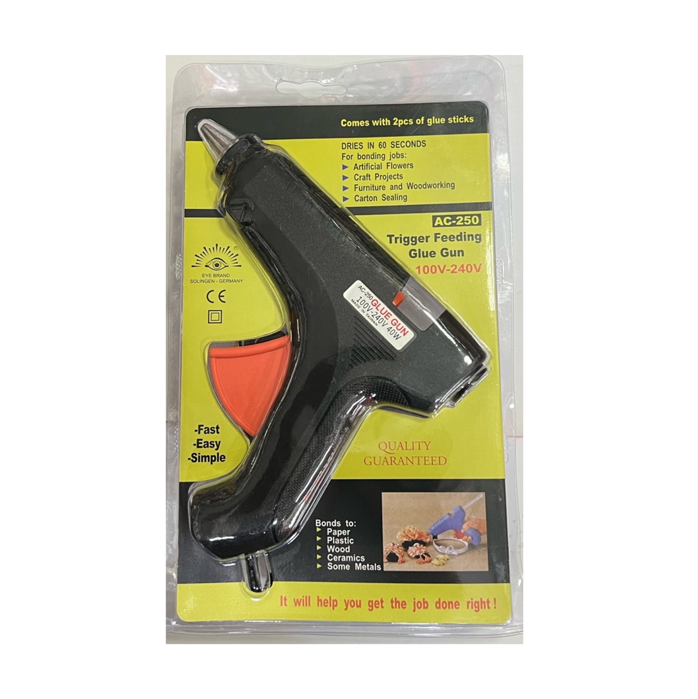 Electric Trigger Gun Glue (Model AC-250)-GoKimDiam Hardware Shop Shop online for all your hardware needs at GoKimDiam Hardware Shop (by Kak Heng Hardware)! From wide range of hardware tools, premium paint supplies to essential tools for home DIY projects. Enjoy free islandwide delivery with min. $120 online order to Orchard, Tuas, Jurong, Punggol, Bedok, Sengkang, Hougang, Bukit Timah, Bukit Panjang, Bukit Batok etc. Shop with us today! Or, visit our Hardware Shop in Sembawang!