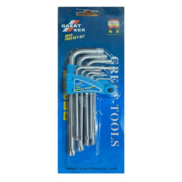 GREAT 9-In-1 Torx Key Wrench Set (Star Head)-GoKimDiam Hardware Shop Shop online for all your hardware needs at GoKimDiam Hardware Shop (by Kak Heng Hardware)! From wide range of hardware tools, premium paint supplies to essential tools for home DIY projects. Enjoy free islandwide delivery with min. $120 online order to Orchard, Tuas, Jurong, Punggol, Bedok, Sengkang, Hougang, Bukit Timah, Bukit Panjang, Bukit Batok etc. Shop with us today! Or, visit our Hardware Shop in Sembawang!