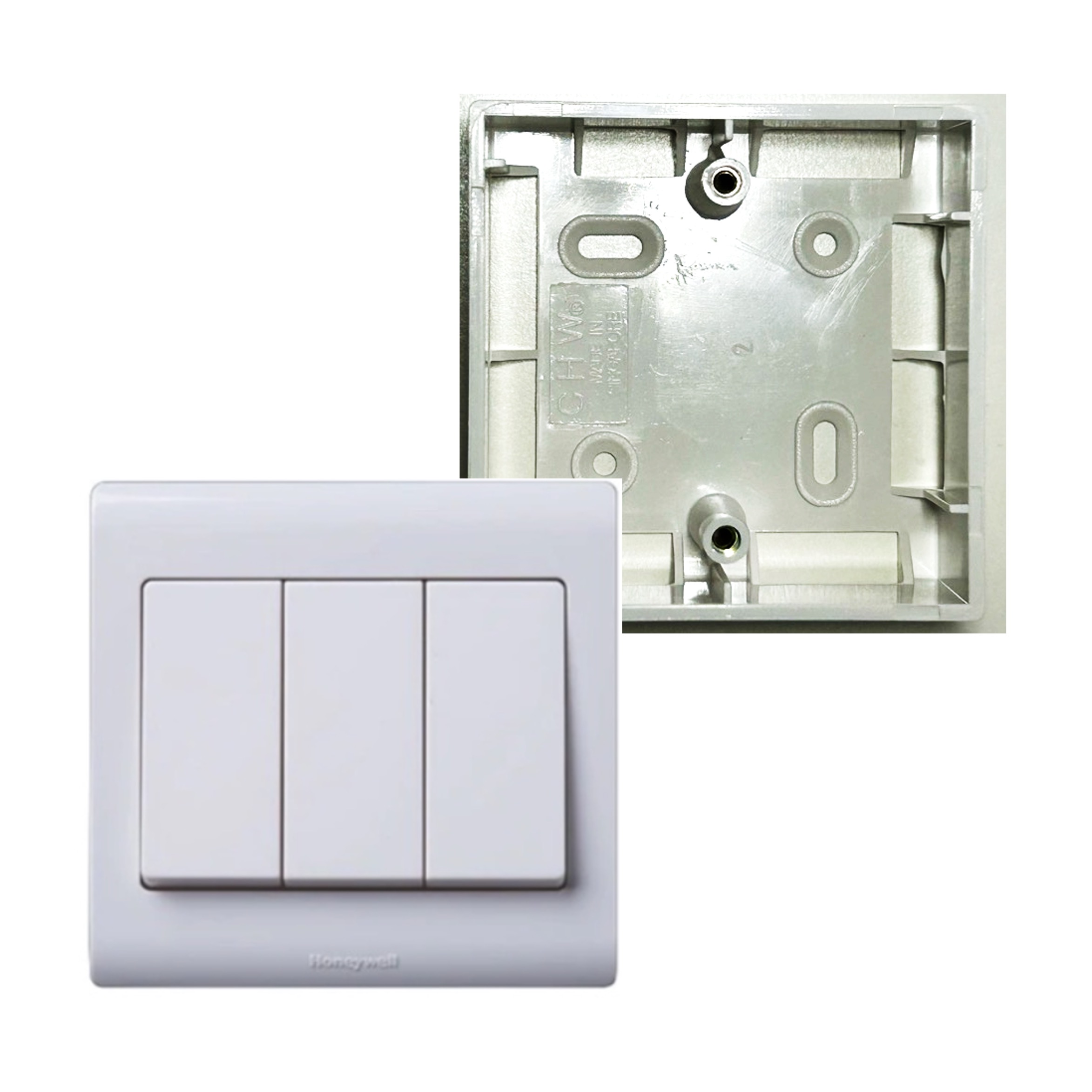 Honeywell 3 Gang Large Rocket Switch (1 Way / 2 Way)-GoKimDiam Hardware Shop Shop online for all your hardware needs at GoKimDiam Hardware Shop (by Kak Heng Hardware)! From wide range of hardware tools, premium paint supplies to essential tools for home DIY projects. Enjoy free islandwide delivery with min. $120 online order to Orchard, Tuas, Jurong, Punggol, Bedok, Sengkang, Hougang, Bukit Timah, Bukit Panjang, Bukit Batok etc. Shop with us today! Or, visit our Hardware Shop in Sembawang!