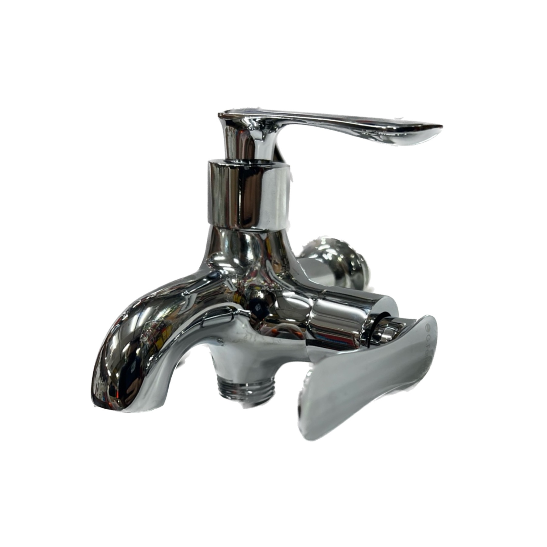 G. Ferretti Stainless Steel Brass Chrome Finish 2-Way Water Tap Faucet (1 in 2 Out)-GoKimDiam