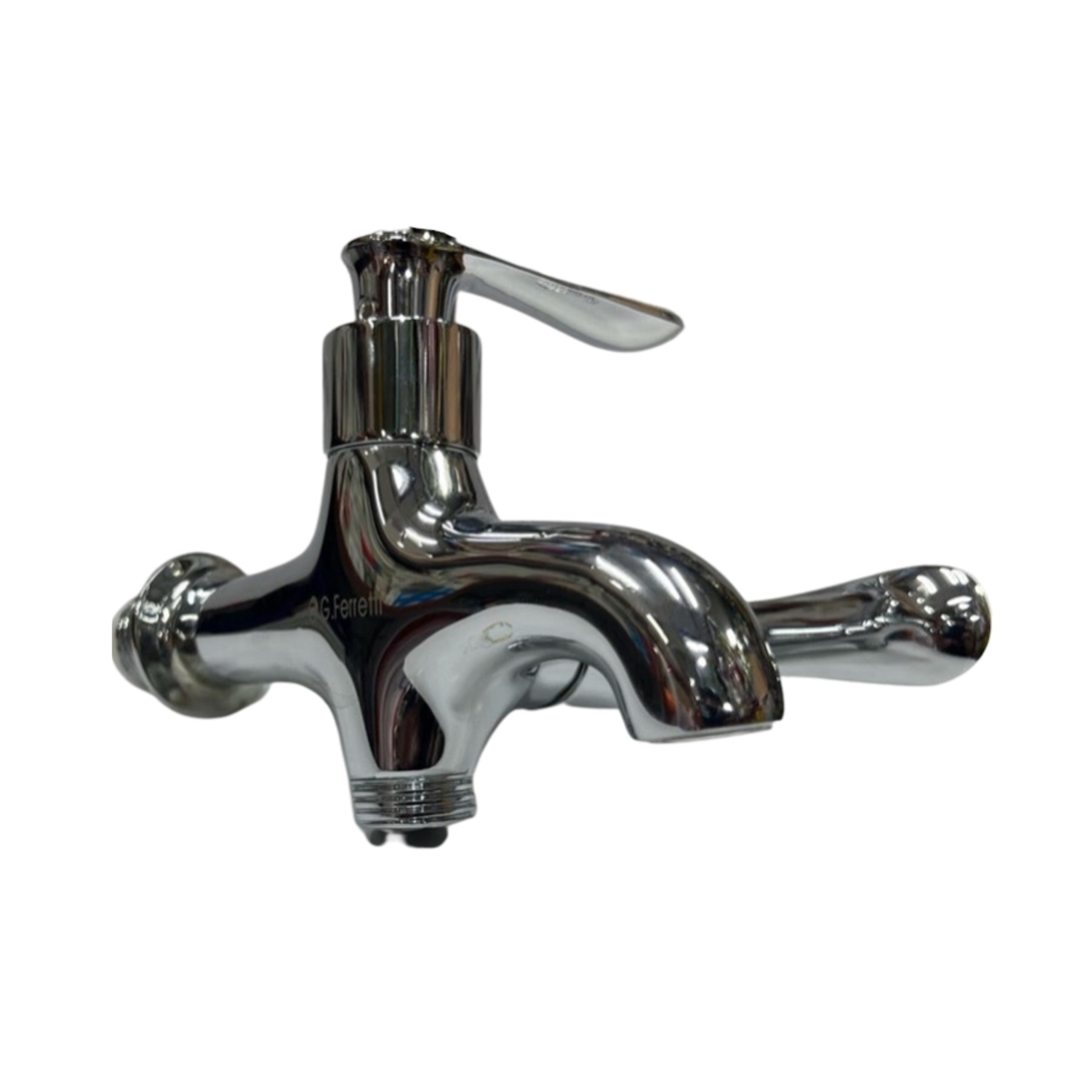 G. Ferretti Stainless Steel Brass Chrome Finish 2-Way Water Tap Faucet (1 in 2 Out)-GoKimDiam