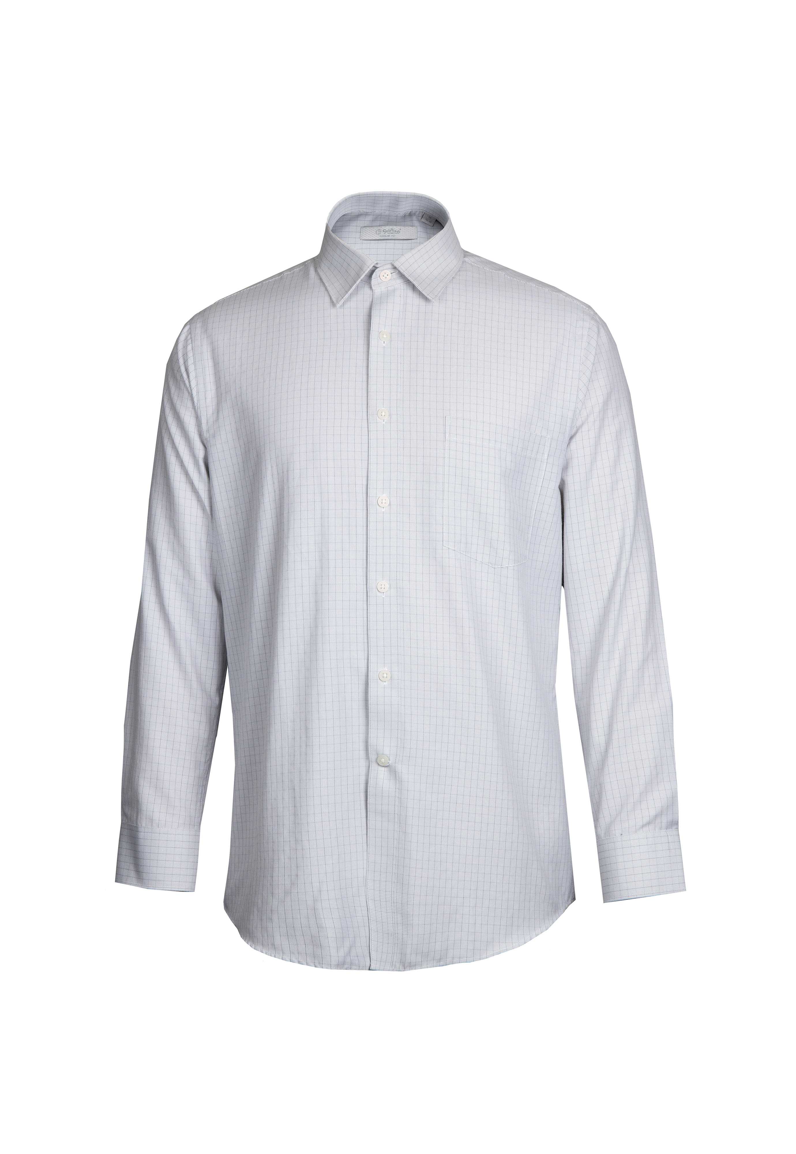 Goldlion Business Regular Fit Cotton Rich Long-Sleeved Shirt - Blue/Grey Checkered