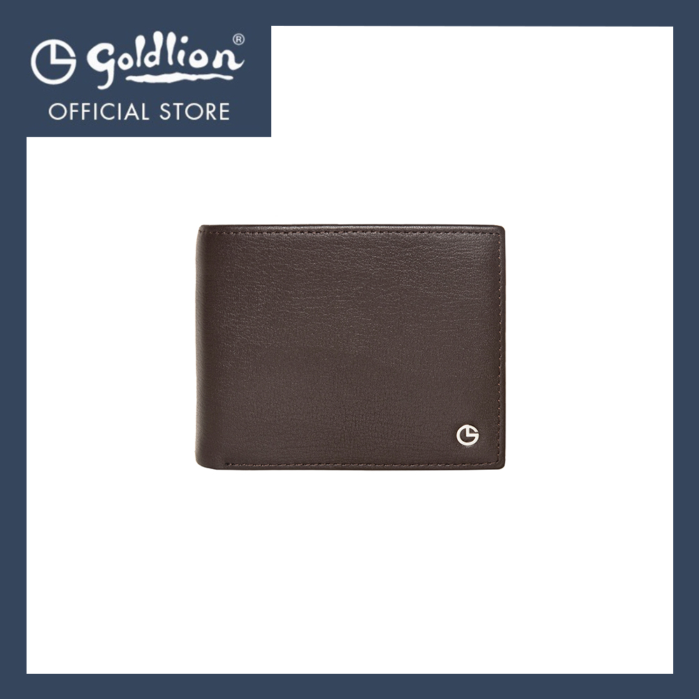 [Online Exclusive] Goldlion Men Genuine Leather Wallet (9 Cards Slot, Window Compartment, Coin Pouch, Center Flap) - Brown