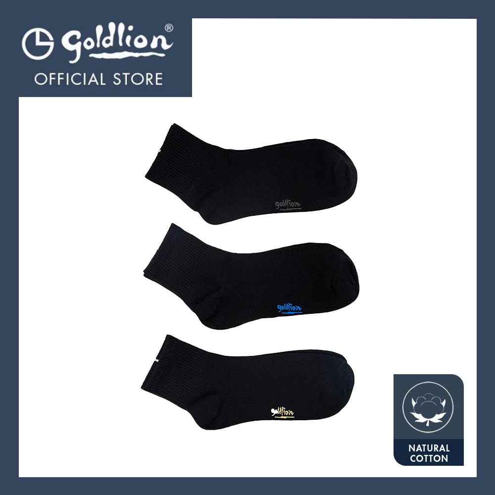 Goldlion Men Cotton Spandex Casual Quarter Length Socks (3-piece pack)