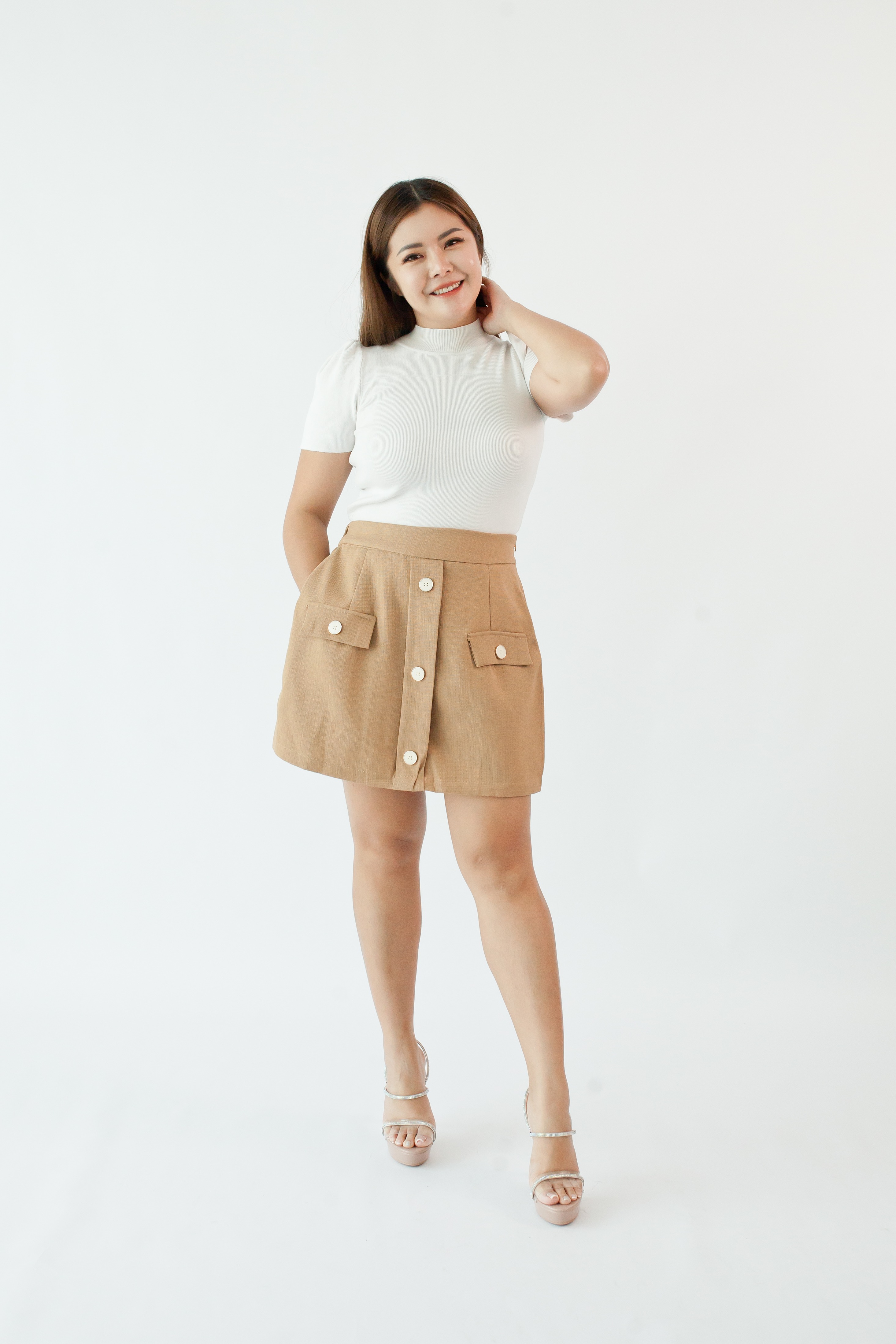 [BC Signature] 1953 Amaya Linen Skorts (L) 