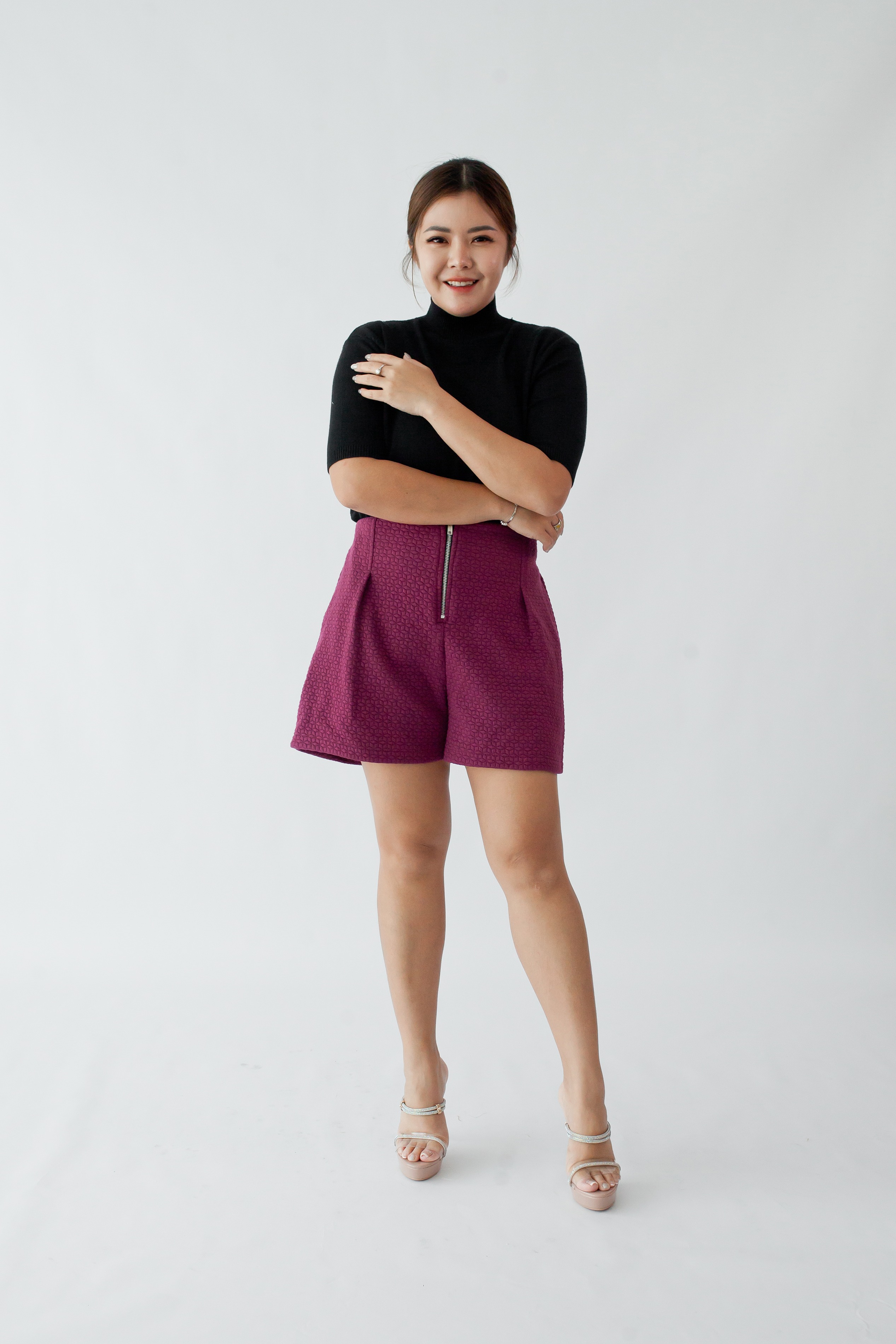 [BC Signature] 1863 Fiorella Shorts W Front Zipper 
