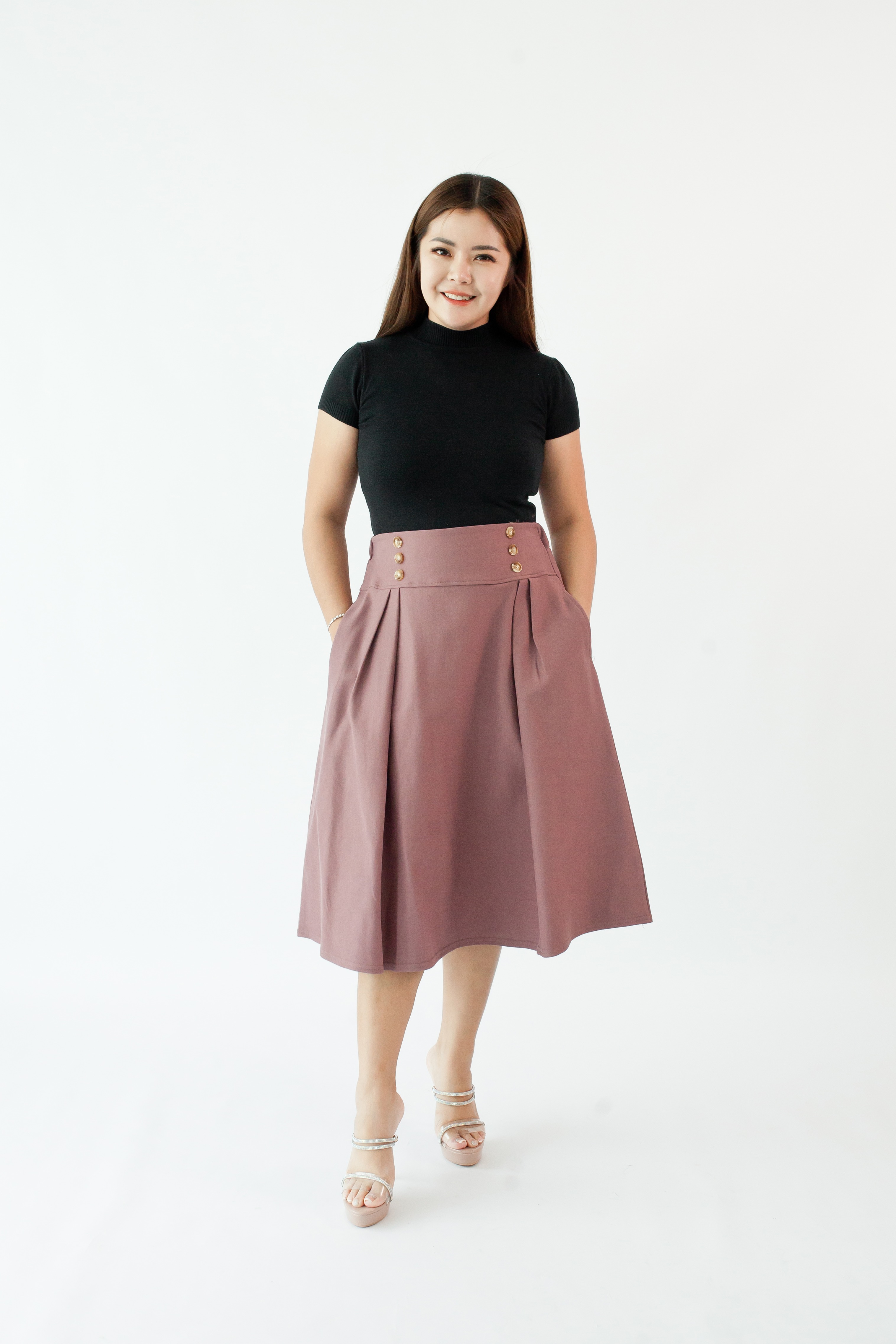 [BC Signature] 2032 Allegra Flare Skirt W Pockets 