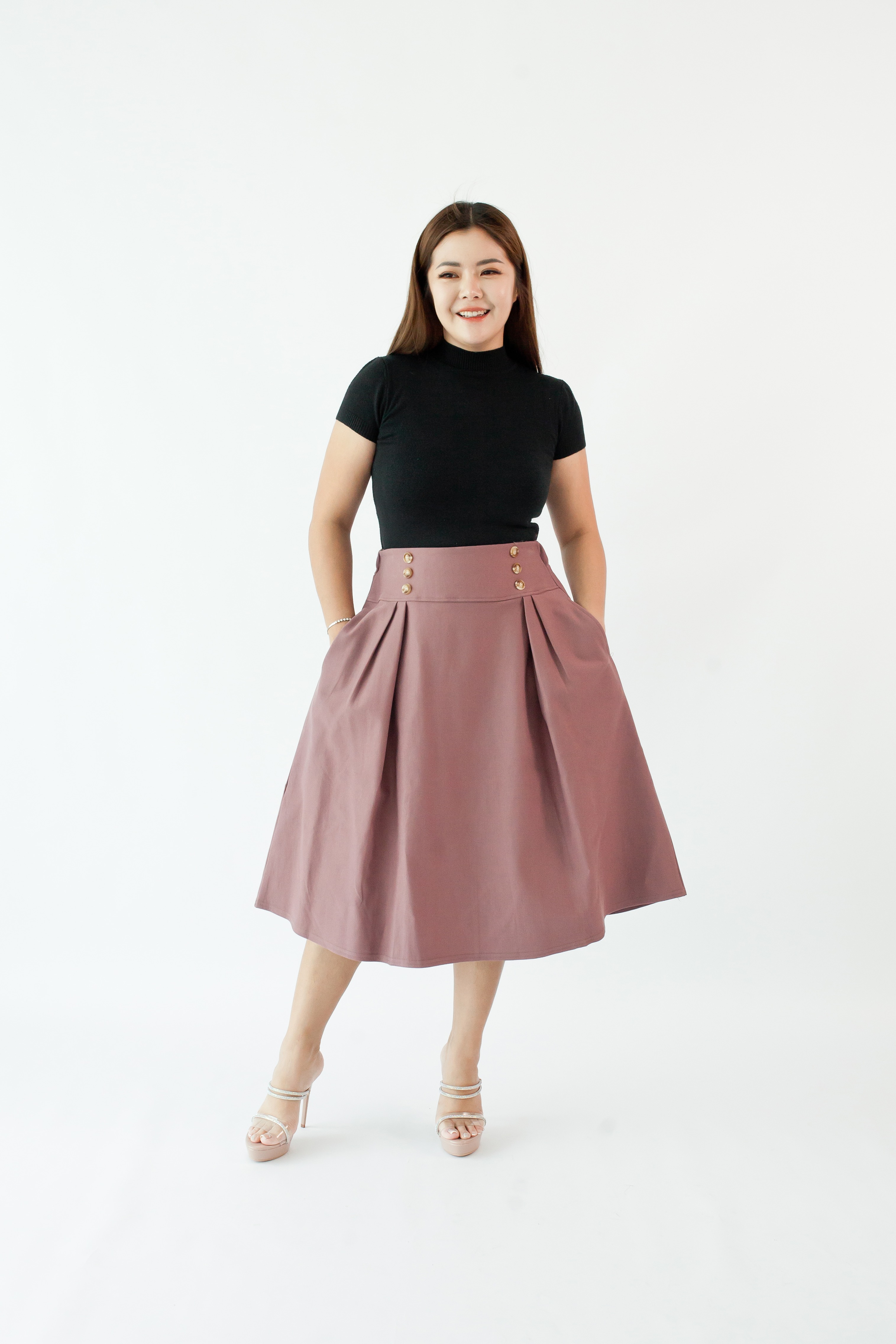 [BC Signature] 2032 Allegra Flare Skirt W Pockets 