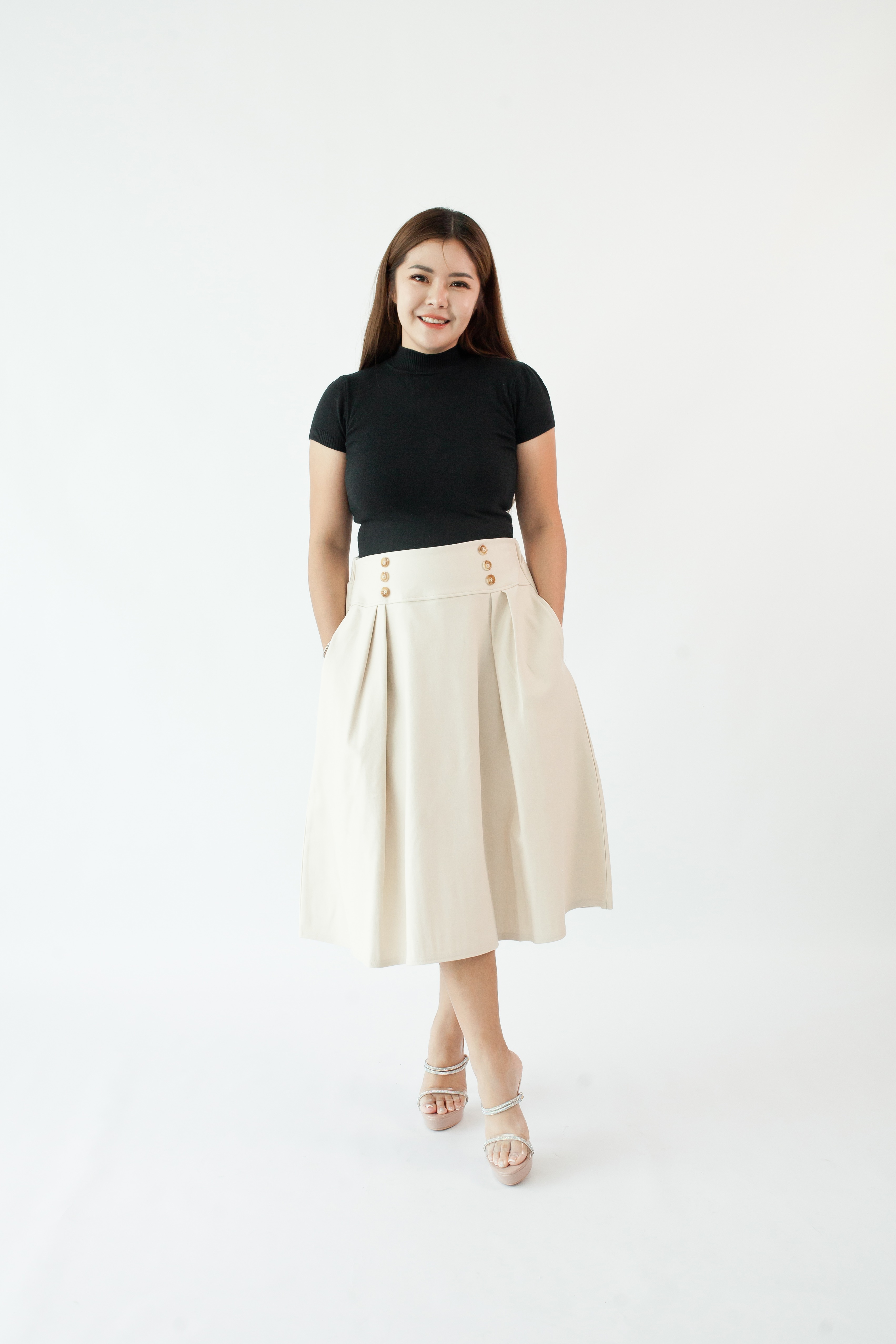 [BC Signature] 2032 Allegra Flare Skirt W Pockets 