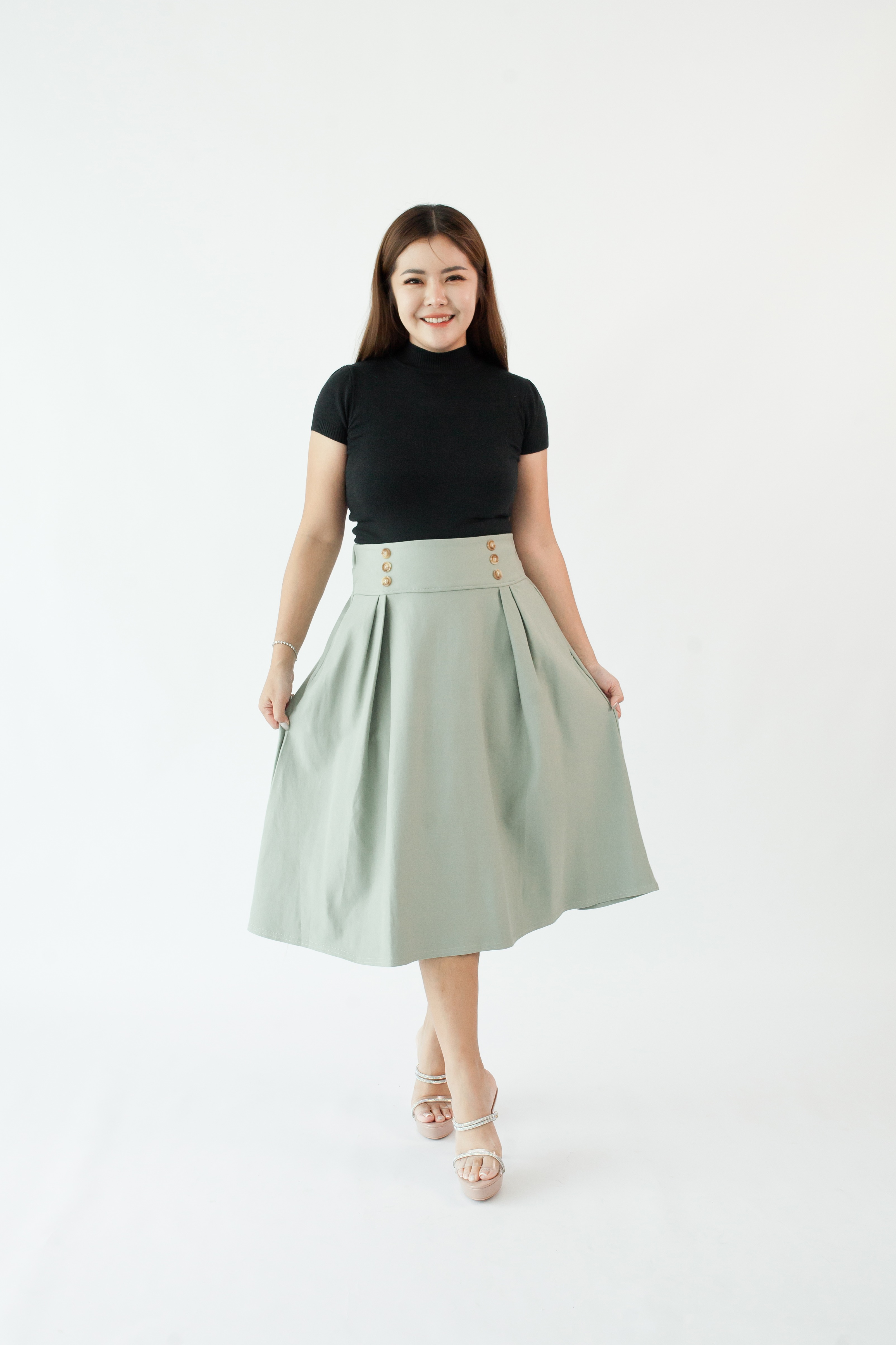[BC Signature] 2032 Allegra Flare Skirt W Pockets 