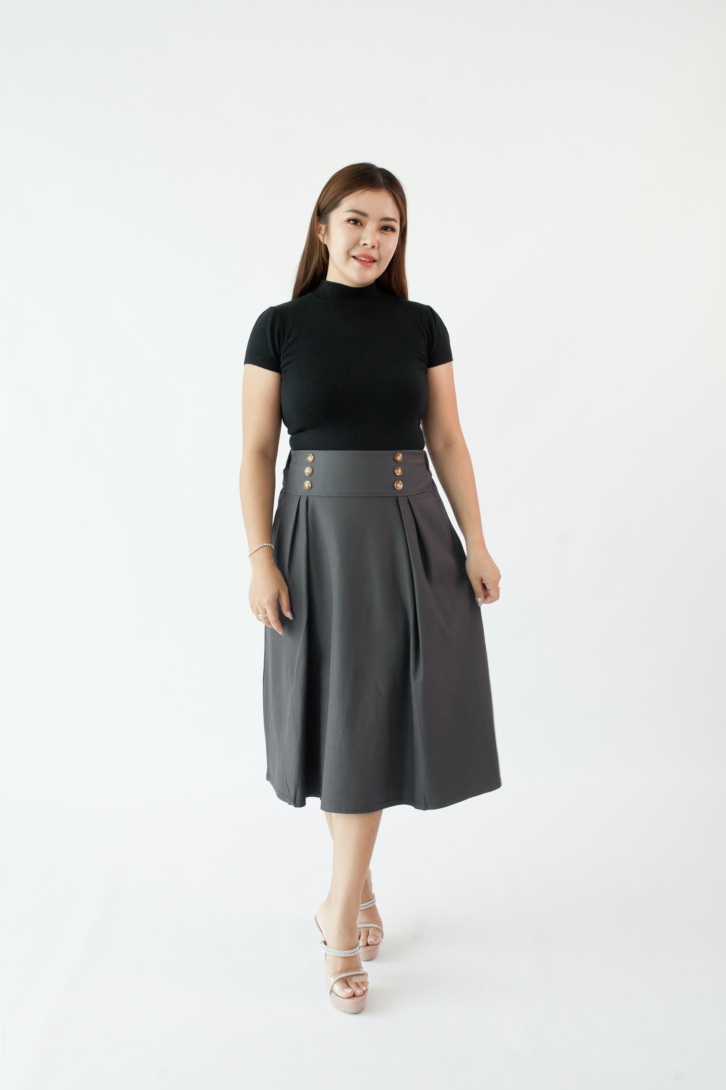 [BC Signature] 2032 Allegra Flare Skirt W Pockets 