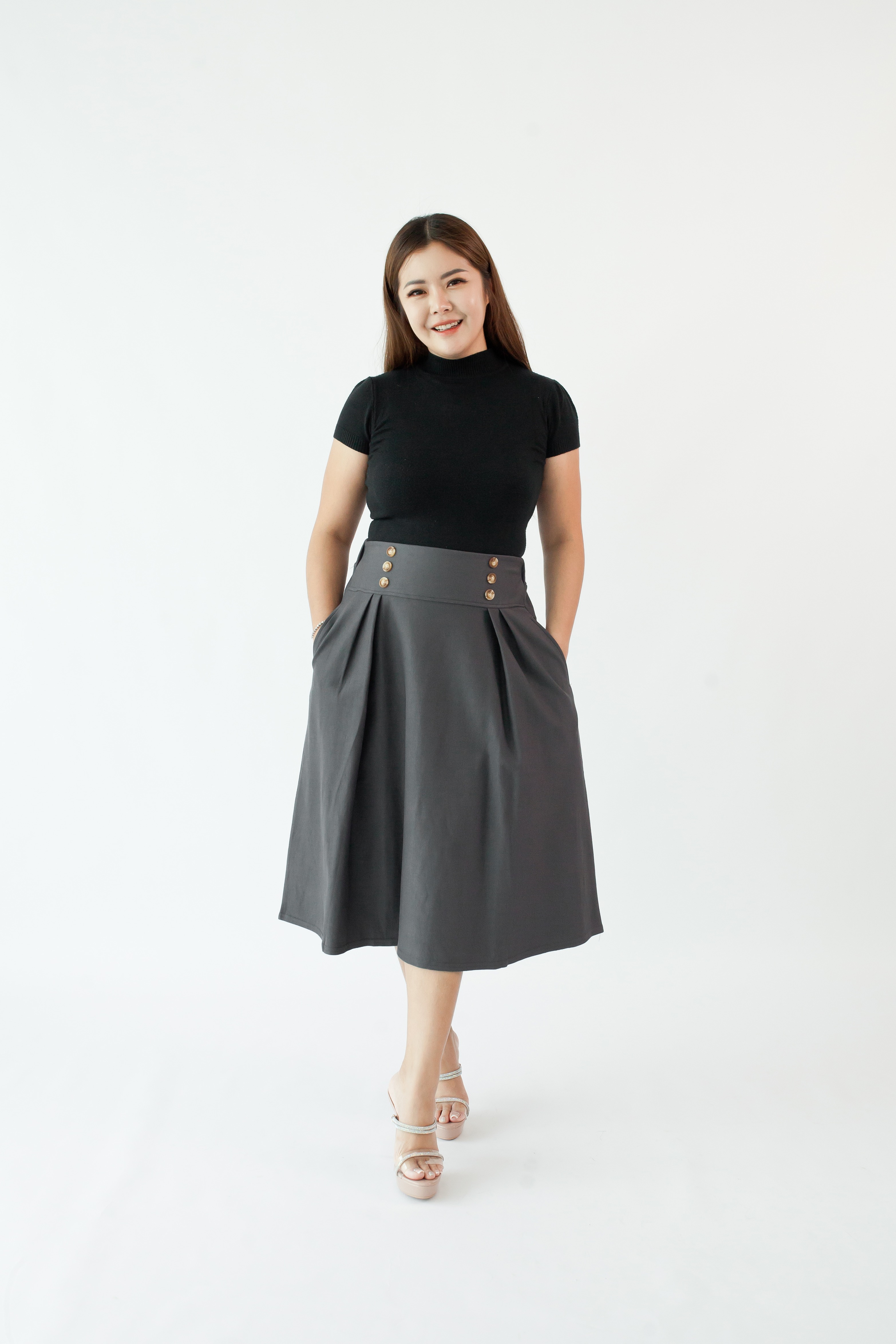 [BC Signature] 2032 Allegra Flare Skirt W Pockets 